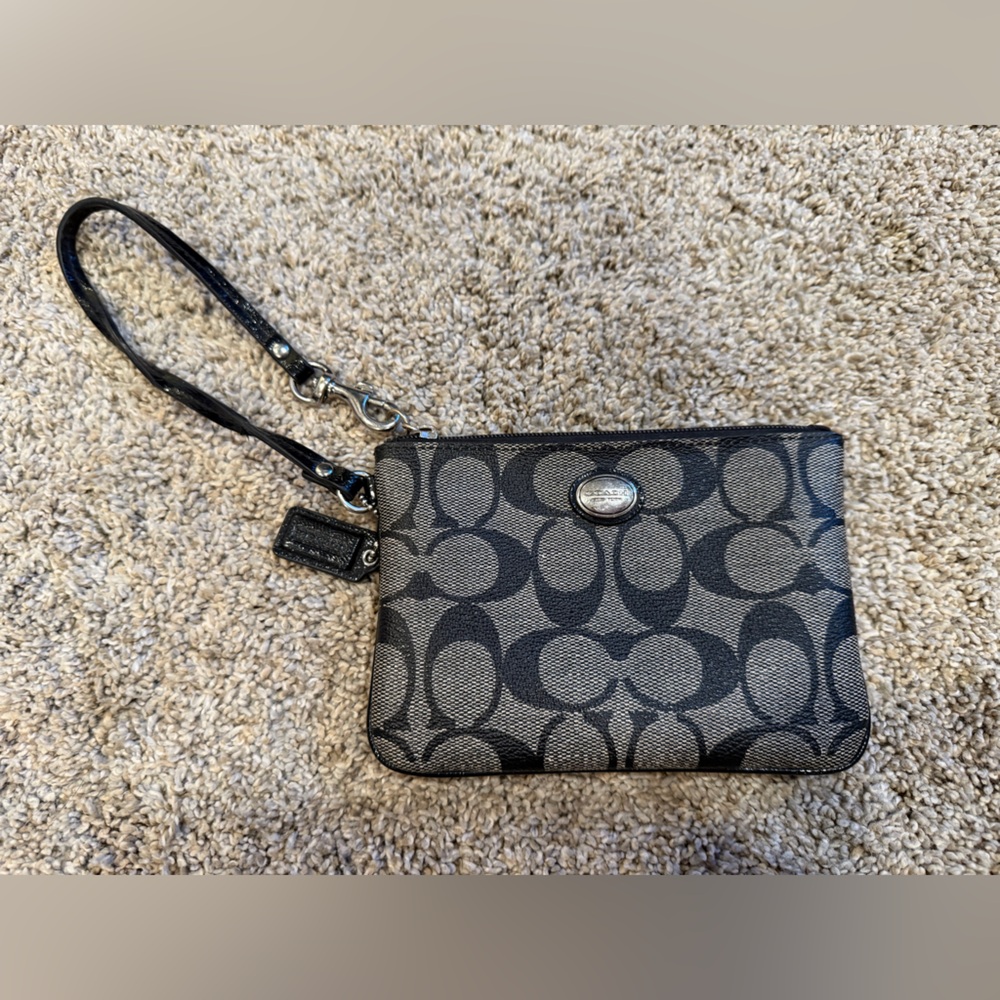 Coach Signature Black and Gray Wristlet
